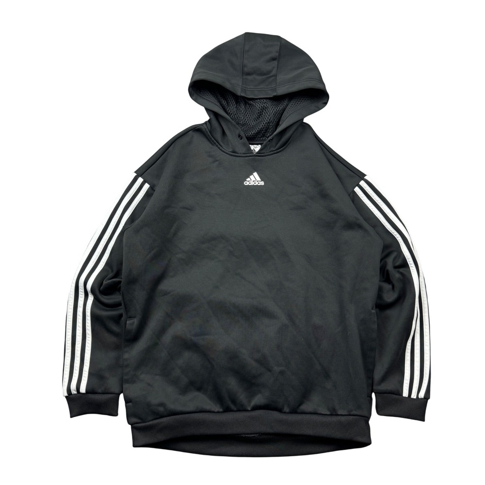 Adidas Kids Youth Boys Medium 12-14 Black 3-Stripe Pullover Hoodie Sweatshirt